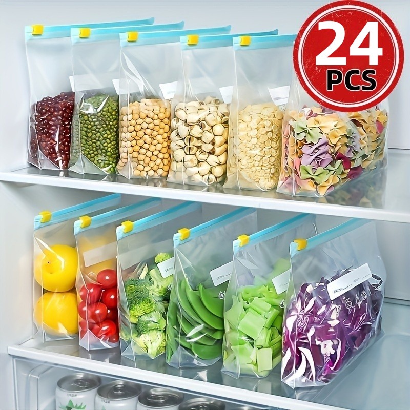 Reusable Produce Bag - 24Pcs Kantong Penyimpanan Makanan Ziplock yang
