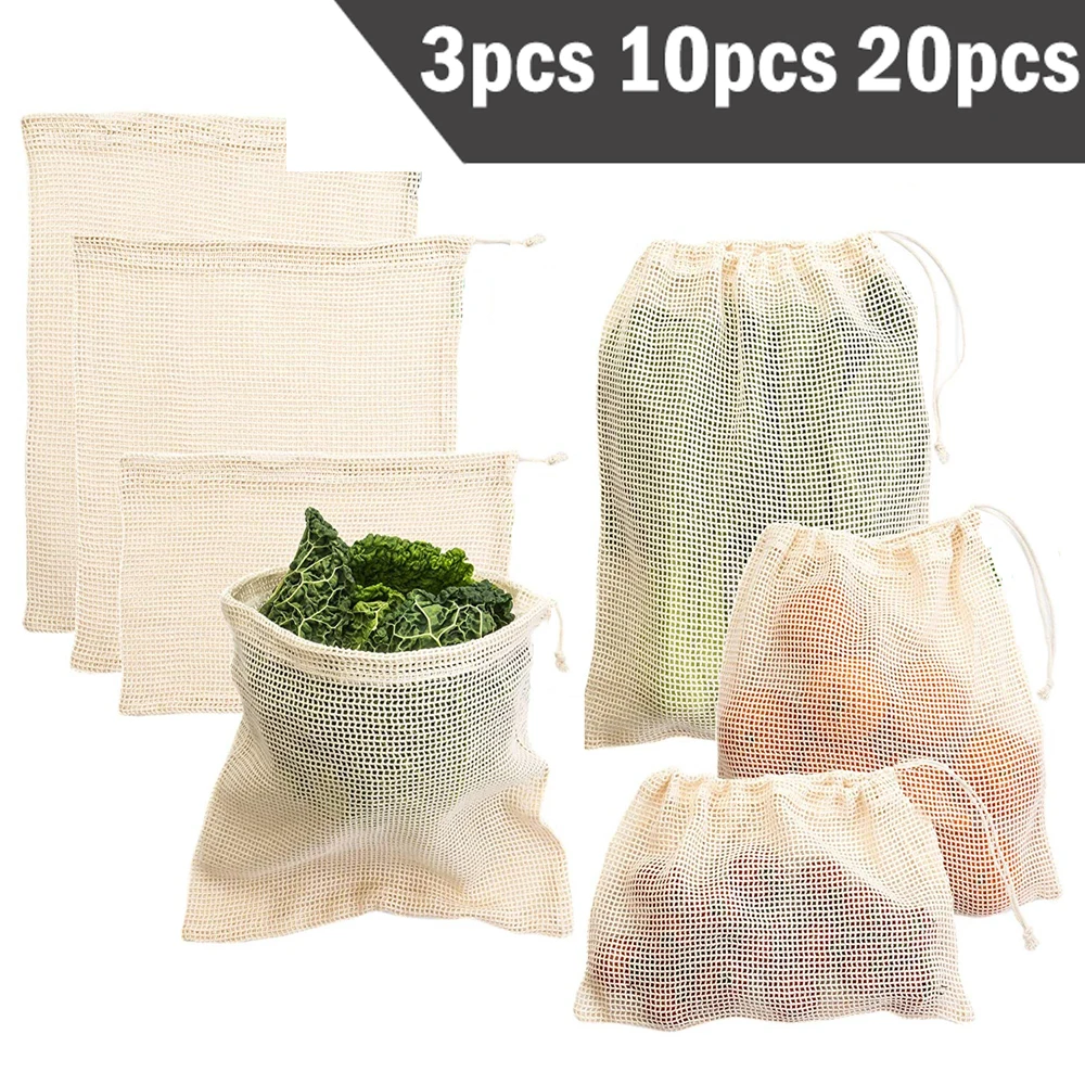 Reusable Produce Bag - 3 6 10Pcs Reusable Memproduksi Tas