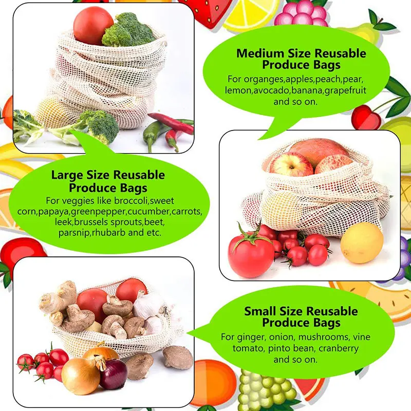 3 6 10Pcs Reusable Memproduksi - Reusable Produce Bag ulasan dan harga